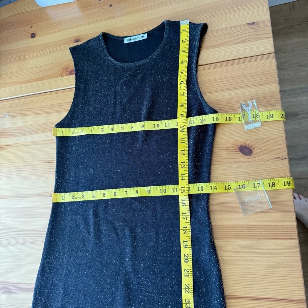 Reformation Maevry Knit Maxi Dress Sparkle Minimalist Party Black  S [flaw] - Picture 6 of 12